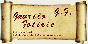Gavrilo Fotirić vizit kartica